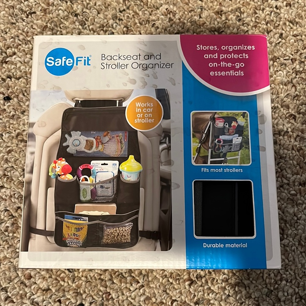 NEW-Safe Fit backseat and stroller organizer-never used